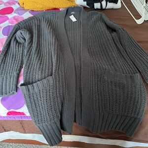 Aerie Charcoal Open-Front Cardigan